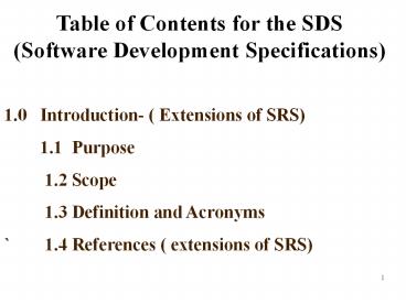 1'0 Introduction Extensions of SRS
