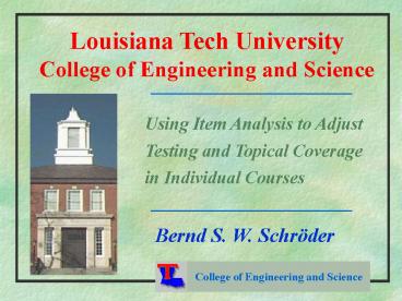 Implementing and Integrated Engineering Curriculum at Louisiana Tech University