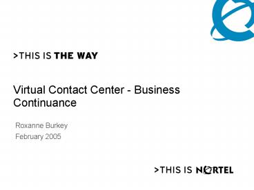 Virtual Contact Center Business Continuance