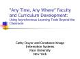 Any Time, Any Where Faculty and Curriculum Development: Using Asynchronous Learning Tools Beyond the PowerPoint PPT Presentation