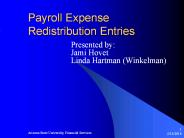 Payroll Expense Redistribution Entries