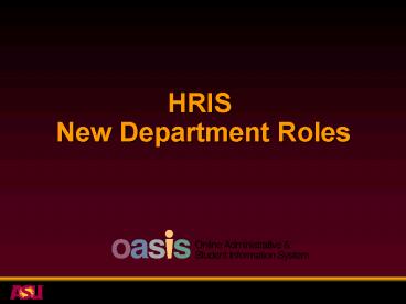 HRIS New Department Roles
