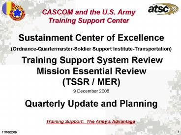 Sustainment Center of Excellence