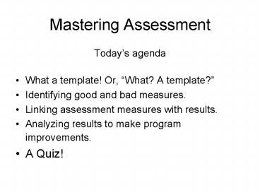 Mastering Assessment