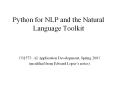 Python for NLP and the Natural Language Toolkit PowerPoint PPT Presentation