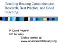 Teaching Reading Comprehension: Research, Best Practice, and Good Teaching PowerPoint PPT Presentation