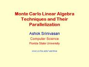 Monte Carlo Linear Algebra Techniques and Their Parallelization