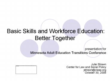Basic Skills and Workforce Education: Better Together