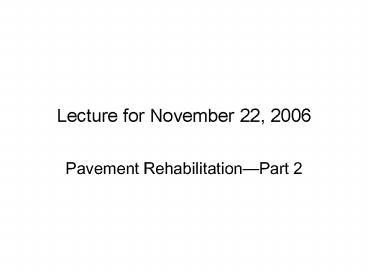 Lecture for November 22, 2006