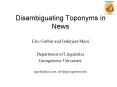 Disambiguating Toponyms in News PowerPoint PPT Presentation