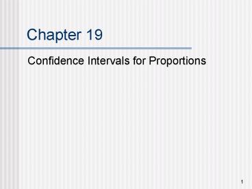 Confidence Intervals for Proportions