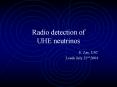 Radio detection of UHE neutrinos PowerPoint PPT Presentation