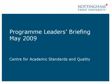 Centre for Academic Standards and Quality