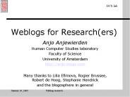 Weblogs for Research(ers)