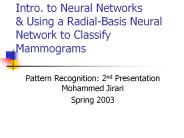 Intro. to Neural Networks