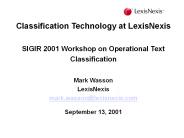 Classification Technology at LexisNexis