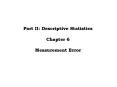 Part II: Descriptive Statistics Chapter 6 Measurement Error PowerPoint PPT Presentation