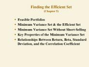 Finding the Efficient Set (Chapter 5)