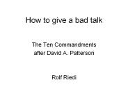 How to give a bad talk