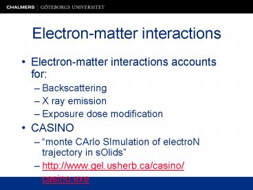 Electronmatter interactions