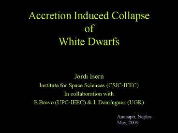 Accretion Induced Collapse of White Dwarfs