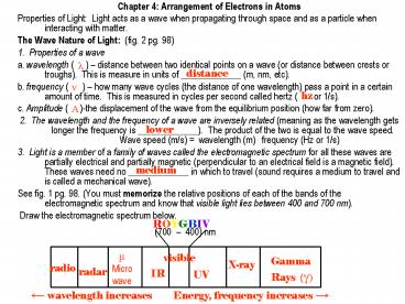 Chapter 4: Arrangement of Electrons in Atoms