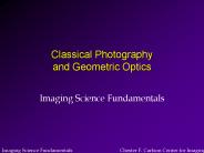 Classical Photography and Geometric Optics