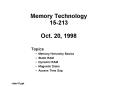 Memory Technology 15213 Oct' 20, 1998 PowerPoint PPT Presentation