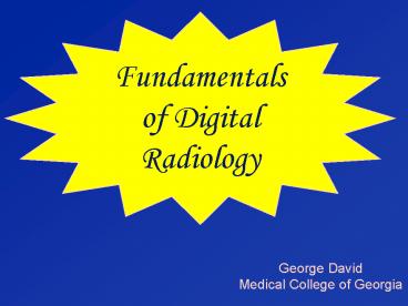 Fundamentals of Digital Radiology