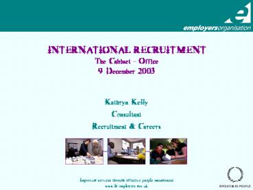 INTERNATIONAL RECRUITMENT The Cabinet Office 9 December 2003