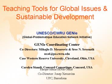 UNESCOCWRU GENIe GlobalProblematique Education Network Initiative