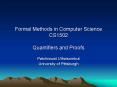 Formal Methods in Computer Science CS1502 Quantifiers and Proofs PowerPoint PPT Presentation