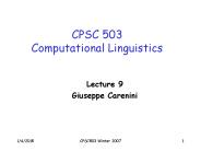 CPSC 503 Computational Linguistics
