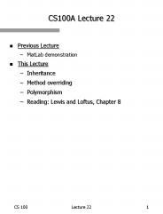 CS100A Lecture 22