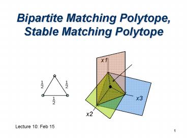 Bipartite Matching Polytope, Stable Matching Polytope