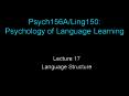 Psych156ALing150: Psychology of Language Learning PowerPoint PPT Presentation