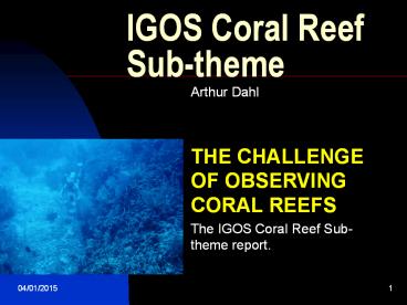 IGOS Coral Reef Sub-theme