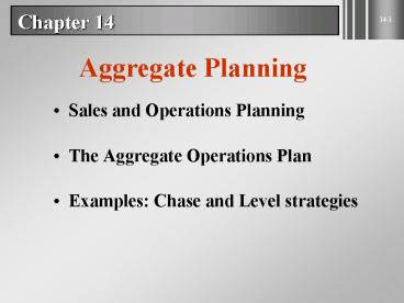 Sales and Operations Planning