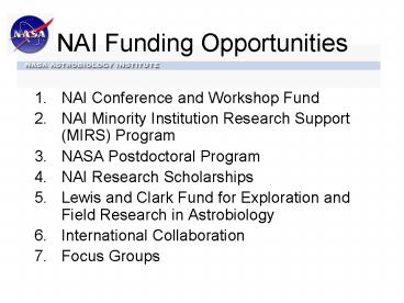 NAI Funding Opportunities