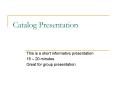 Catalog Presentation