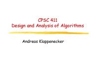 CPSC 411 Design and Analysis of Algorithms