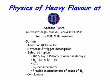 Physics of Heavy Flavour at