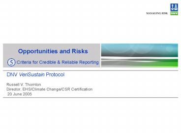 DNV VeriSustain Protocol