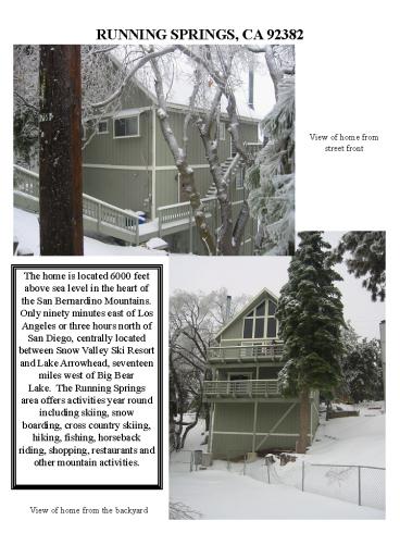 RUNNING SPRINGS, CA 92382