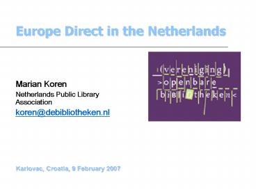Europe Direct in the Netherlands