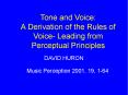 Tone and Voice: A Derivation of the Rules of Voice- Leading from Perceptual Principles PowerPoint PPT Presentation