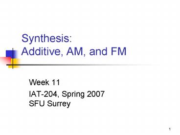 Synthesis: Additive, AM, and FM
