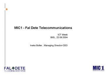 MIC1 Fal Dete Telecommunications