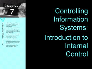 Controlling Information Systems:
