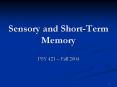 Sensory and Short-Term Memory PowerPoint PPT Presentation